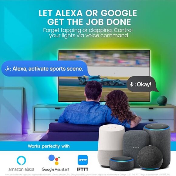 Vont RGBIC Strip Lights Smart LED Color Changing Strips, Compatible w/Alexa 32.8 - Picture 4 of 7